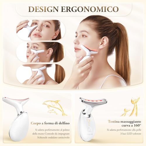 LumiLift™ – Massaggiatore Viso e Collo EMS con LED 7 Colori