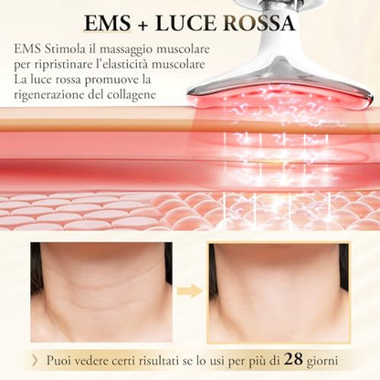 LumiLift™ – Massaggiatore Viso e Collo EMS con LED 7 Colori