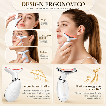 LumiLift™ – Massaggiatore Viso e Collo EMS con LED 7 Colori
