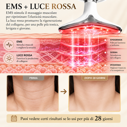 LumiLift™ – Massaggiatore Viso e Collo EMS con LED 7 Colori