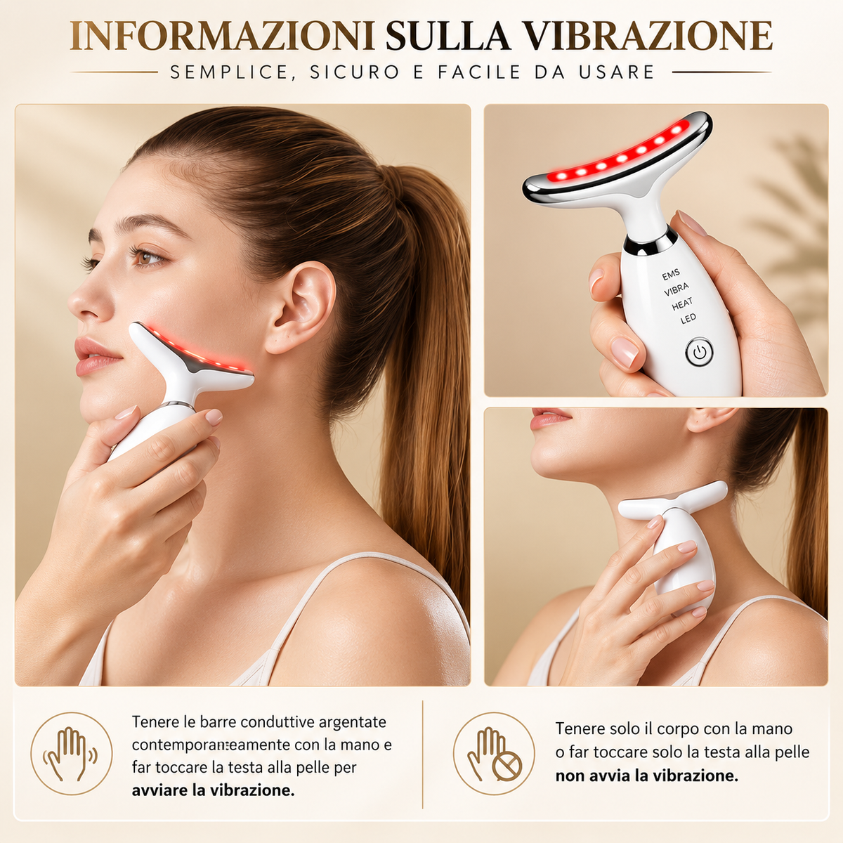 LumiLift™ – Massaggiatore Viso e Collo EMS con LED 7 Colori