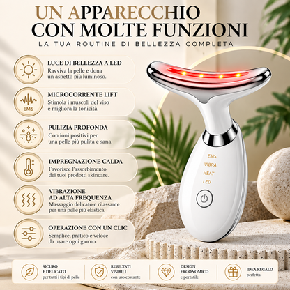 LumiLift™ – Massaggiatore Viso e Collo EMS con LED 7 Colori