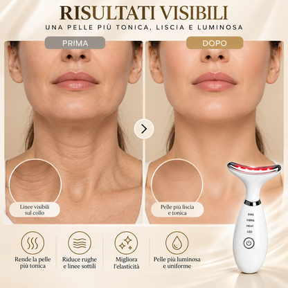 LumiLift™ – Massaggiatore Viso e Collo EMS con LED 7 Colori